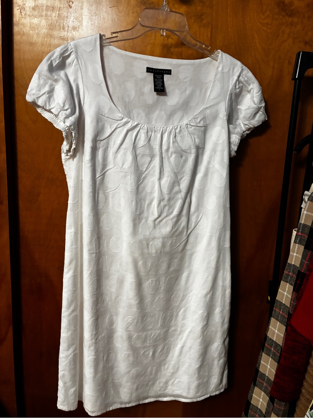 Apostrophe White Women's Scoop Neck Short Sleeve Dress